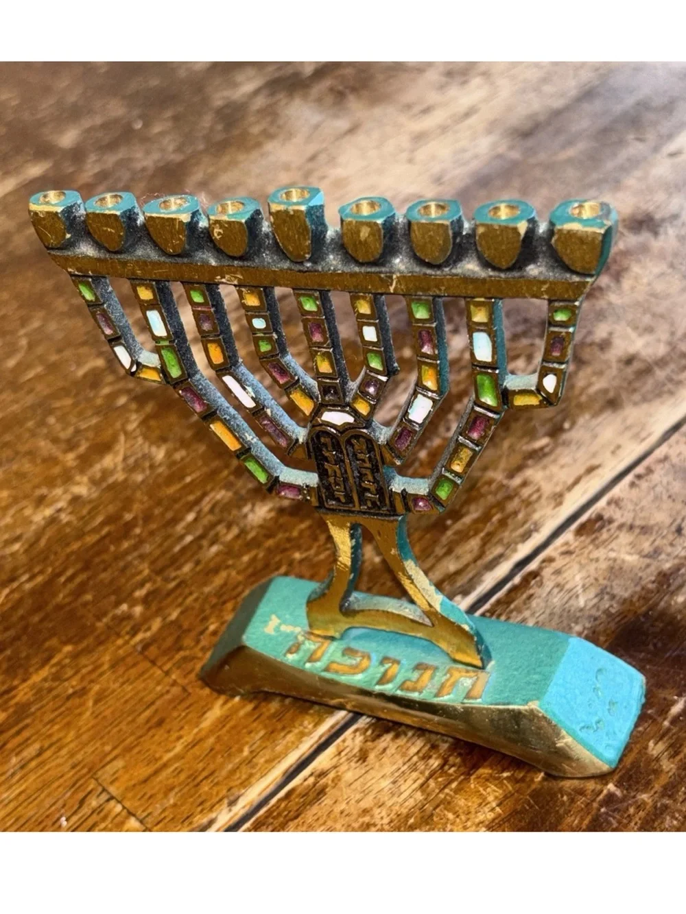 (2) Vintage Mini Brass Metal Menorahs